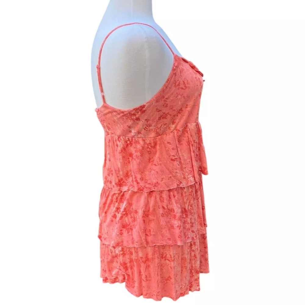 Y2K Mudd Crochet Tiered Spaghetti Strap Mini Sundress/Tank Size‎ Small Orange - Picture 5 of 12